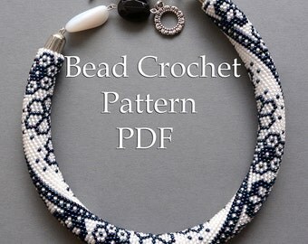 Pattern for bead crochet necklace "Winter Lace" / Bead crochet rope pattern / Bead crochet pattern / Beaded necklace pattern / PATTERN ONLY