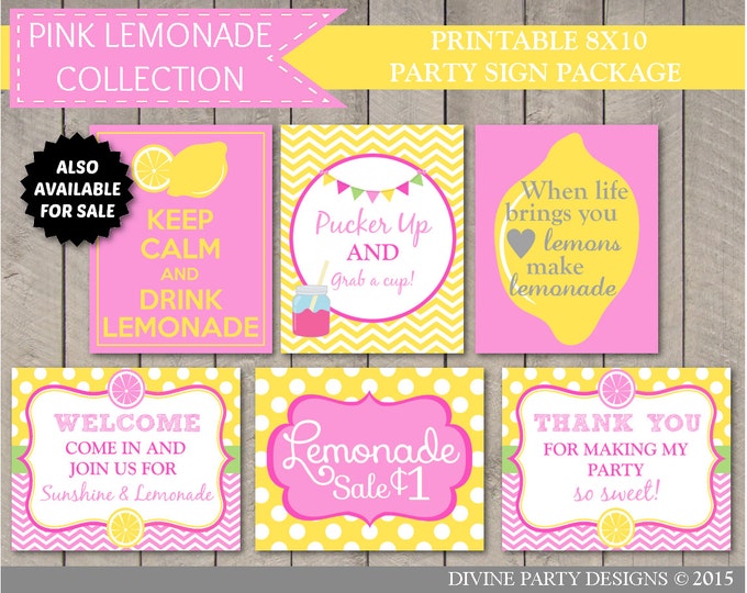 SALE INSTANT DOWNLOAD Printable 8x10 When Life Brings You Lemons, Make Lemonade / Diy Printables / Pink Lemonade Collection / Item #408