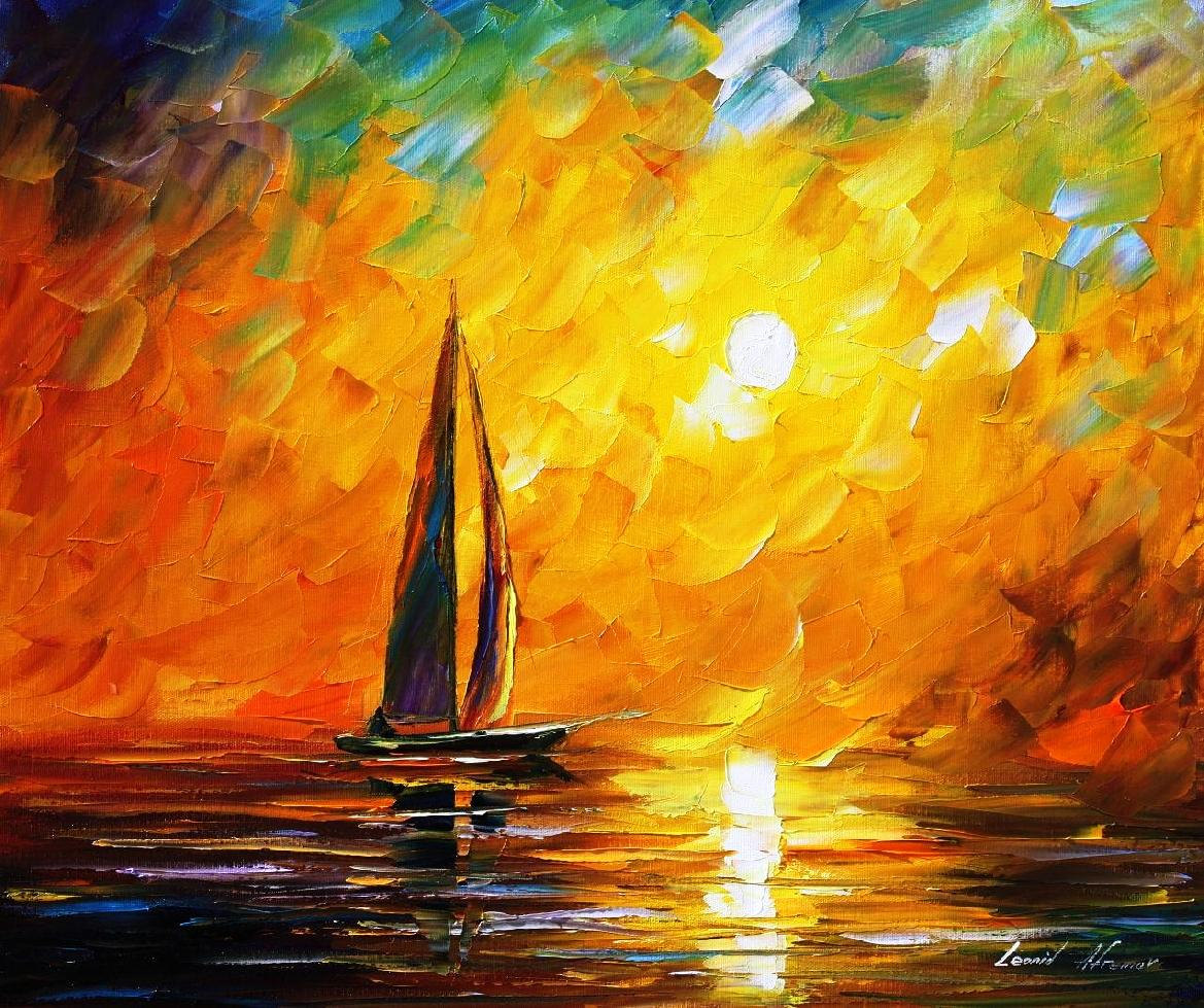 Dusk Of Nature PALETTE KNIFE Seascape Modern Wall Art