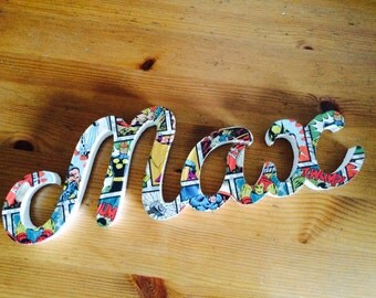 Marvel wooden childrens name decoration