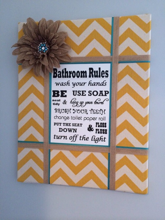 Bathroom Rules Sign Canvas Wall Art