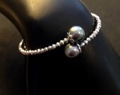 Tahitian pearl beaded cuff bracelet