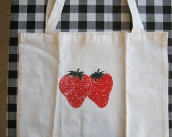 ... -American Apparel Cotton Tote, Strawberry Print, Made in the USA bag