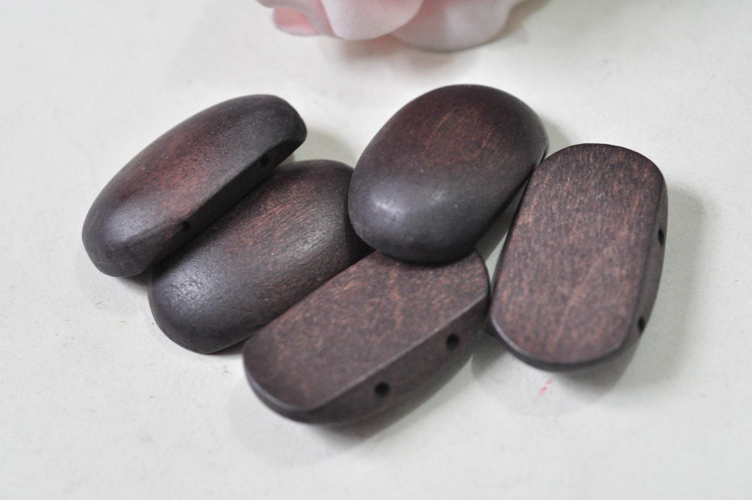 10pcs Oval Wooden Bead Brown Finished Natural Wood Bead Ellipse 2 Holes 37x22mm MT747