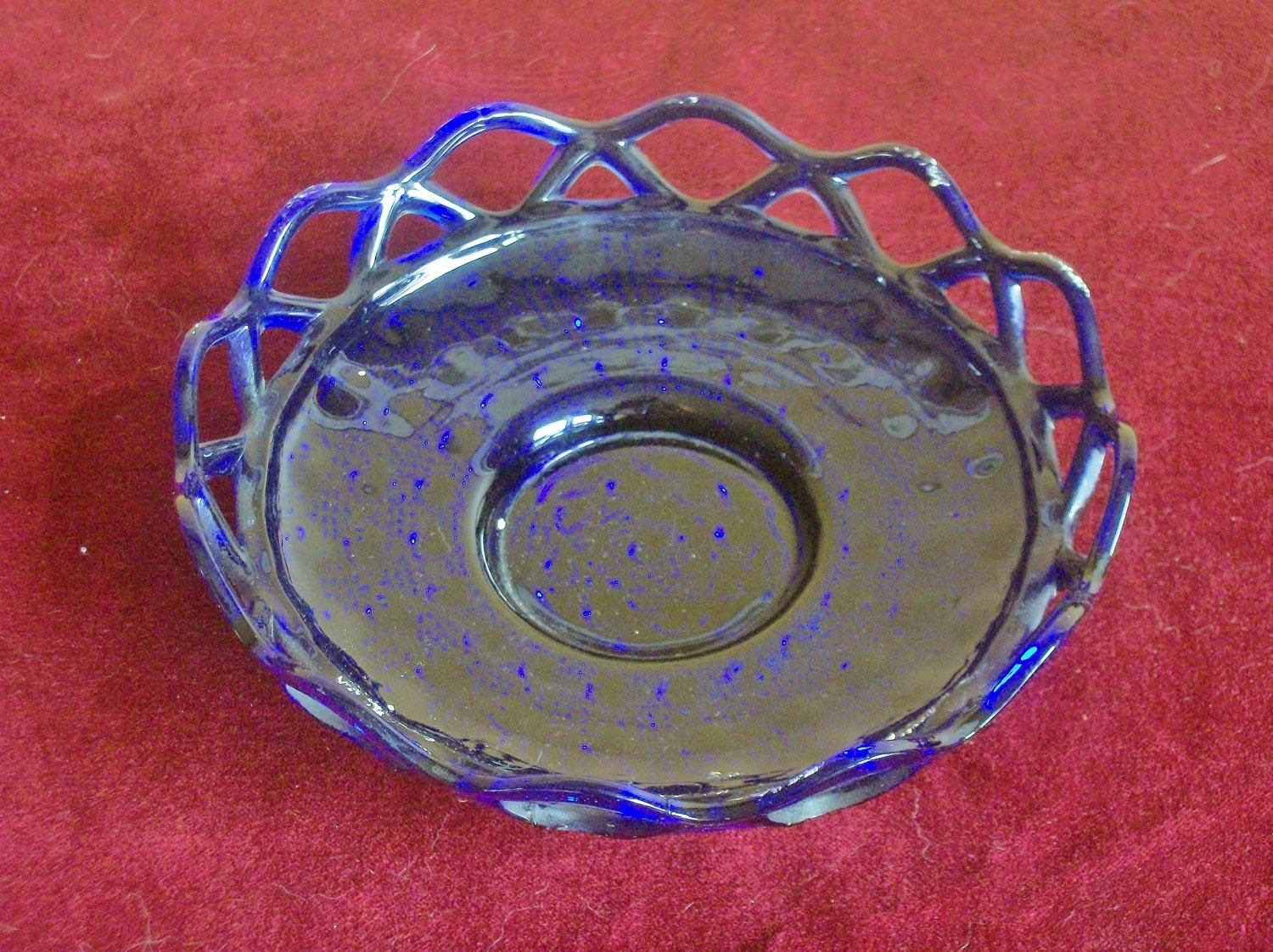 Vintage Cobalt Blue Decorative Bowl by Westmoreland Glass