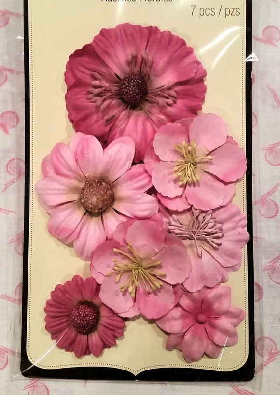 Recollections Paper Flower Embellishments/ Shades of Pink for