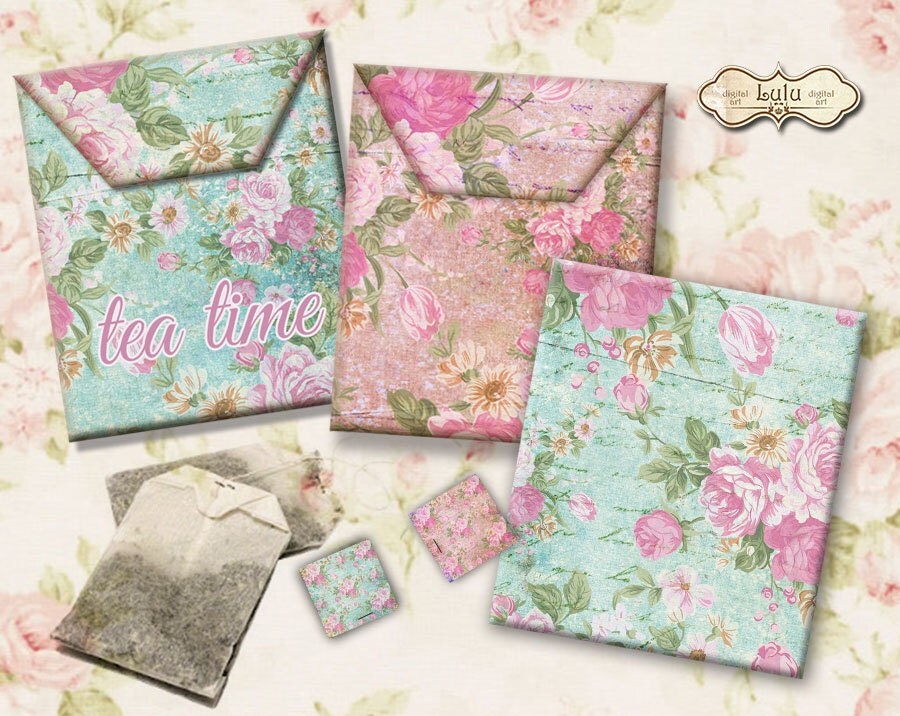 Tea Bag Envelopes Tea Time Shabby Digital