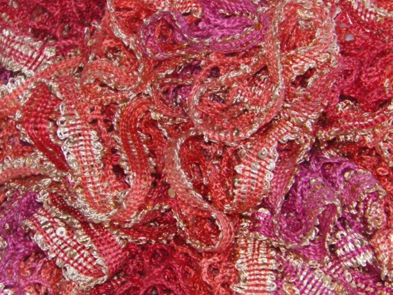 Saucy Crochet Ruffle Scarf Sashay Boho Scarf Hot Pink