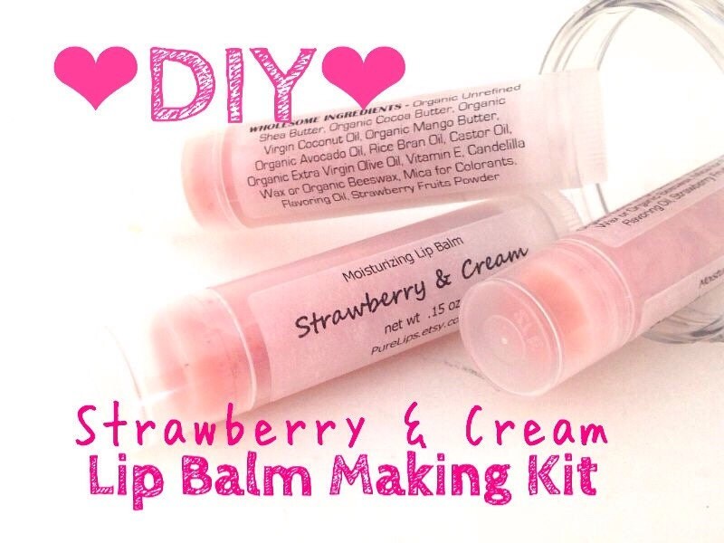 Strawberry and Cream Lip Balm Making Kit A Completed by PureLips