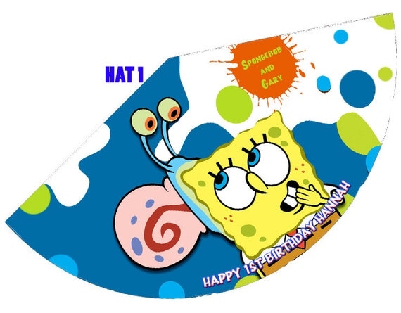 Items Similar To Spongebob Birthday Party Hats Set Of 12 Personalized 