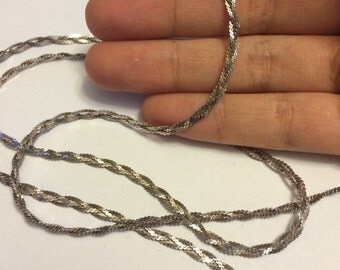 Vintage sterling silver Italy necklace, made in Italy 925 silver chain, 30" woven nugget chain