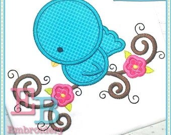 Bird on Branch Applique - This design is to be used on an embroidery machine. Instant Download