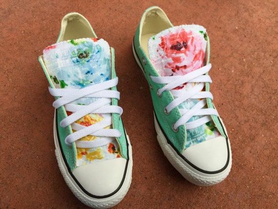mint floral sneakers