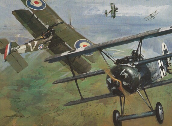 Items similar to WW1 Dogfight wartime aviation war prints for home ...