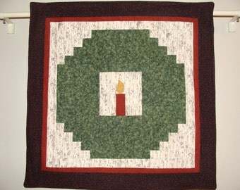 Log Cabin Wreath Wall Hanging with Candle