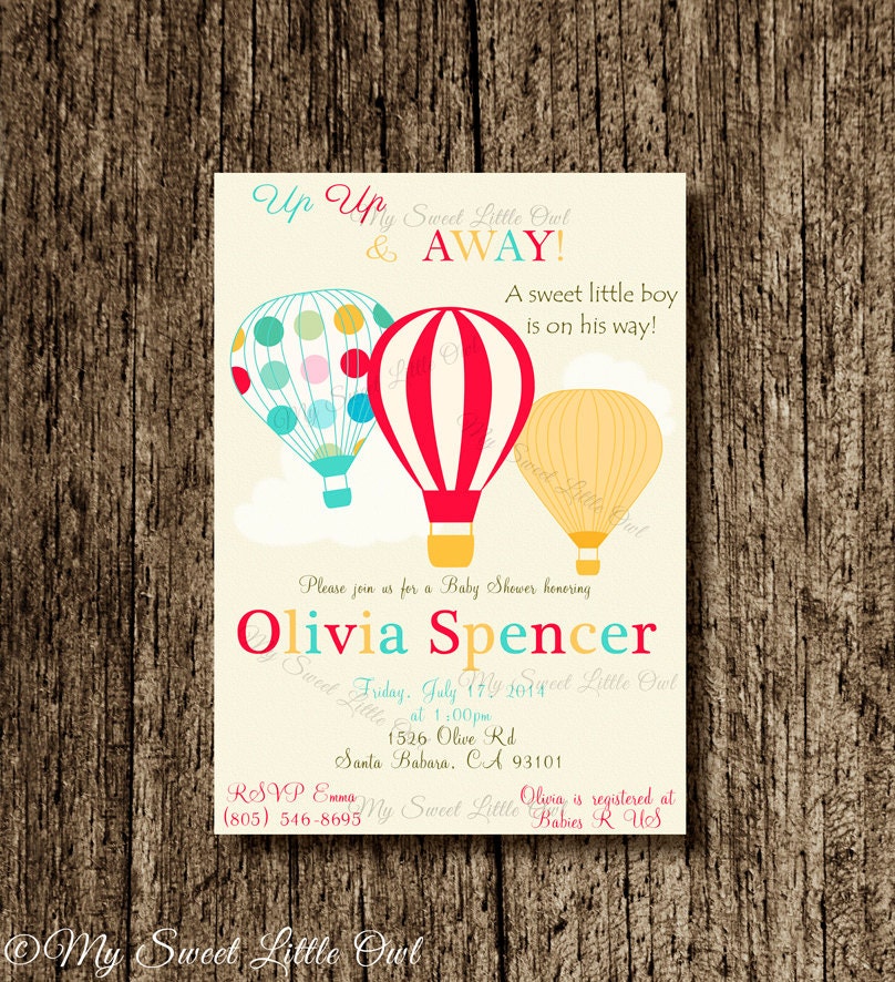 Hot air balloon invitation balloon printable balloon
