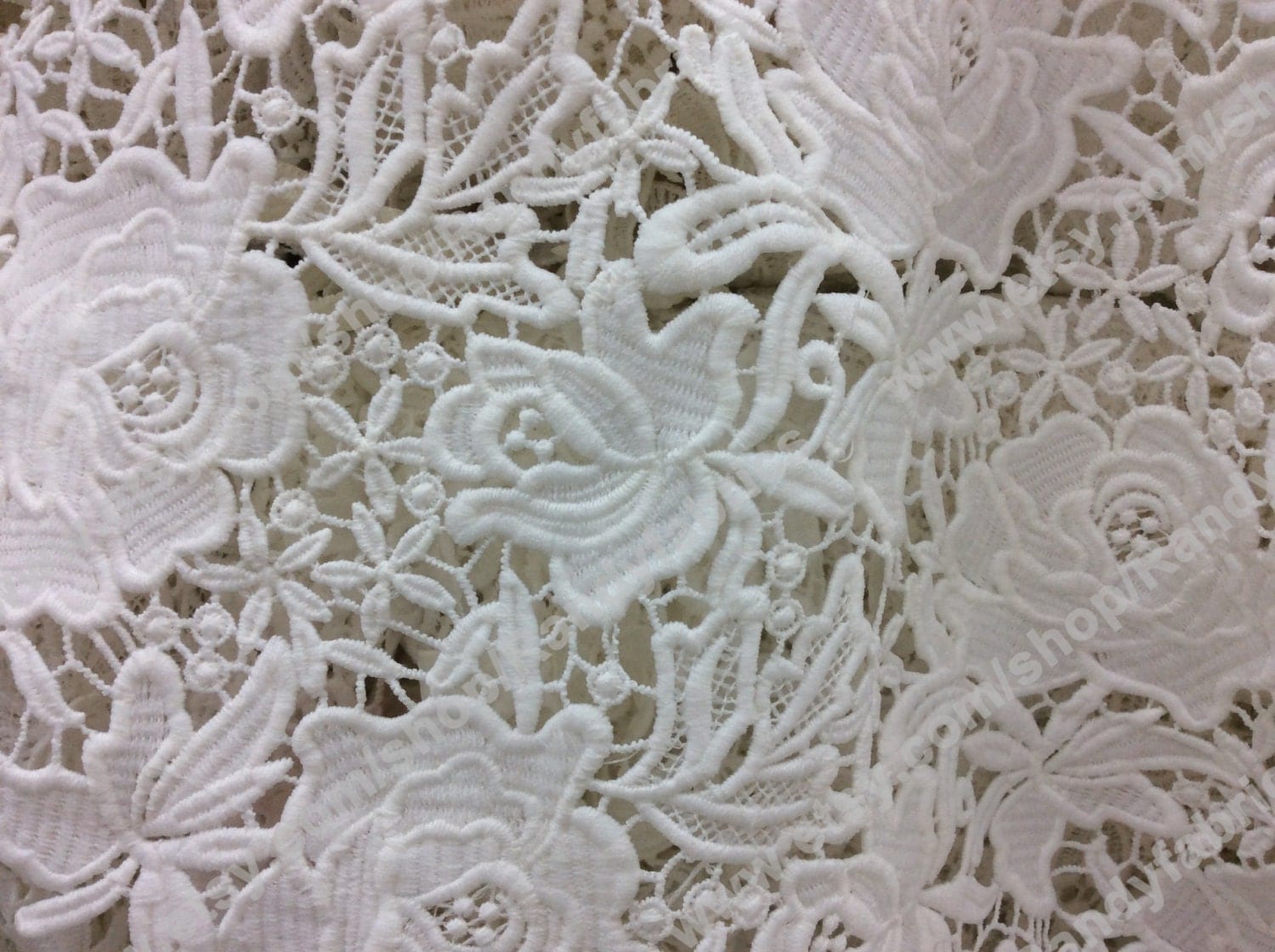 White milk fiber lace fabric for dress by the yard 47 inches
