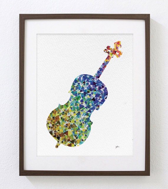 Cello Art Watercolor Painting 8x10 Archival Print Cello