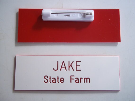 Halloween Costume name badge. JAKE State Farm with pin