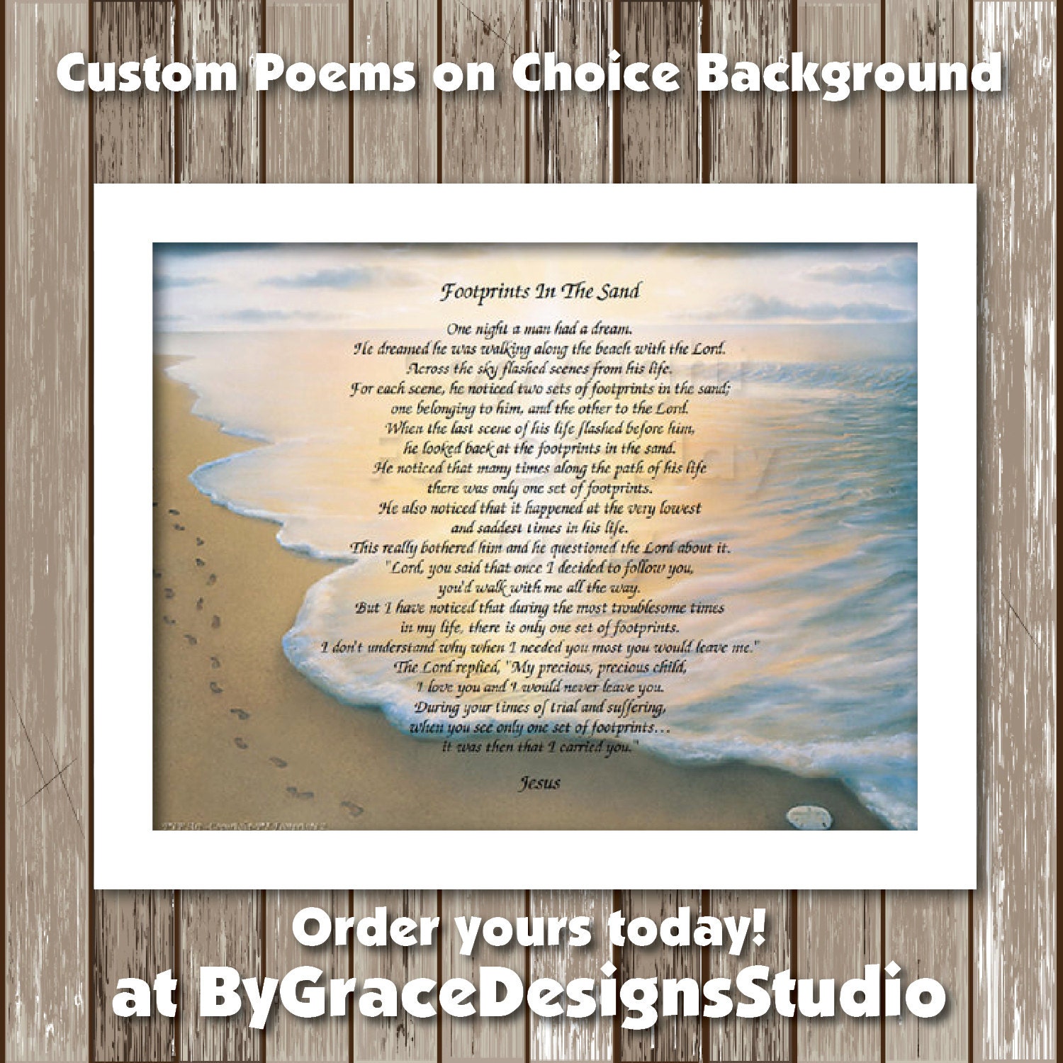 Custom Poem Printing on choice Background Printed Poem Ready