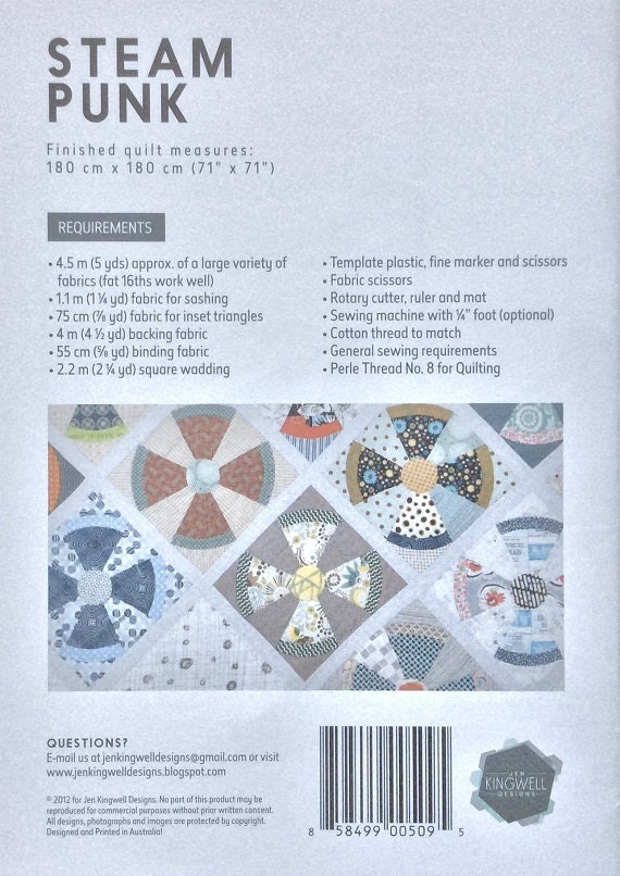 Steam Punk Quilt Pattern Jen Kingwell Jen by SunshineFiberArts