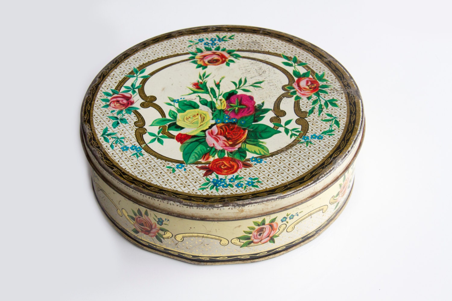 Vintage Nabisco Cookie tin Made in Mexico floral cookie by Bixipix
