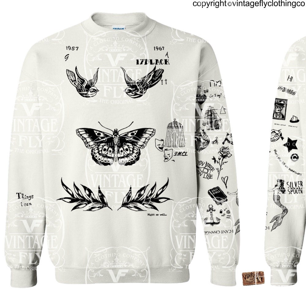 harry styles tattoo sweatshirt direction sweaters etsy 1d wanelo updated grey ha