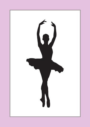 Ballerina Ballet Black Silhouette Purple Dress Skirt Art Child Art Print Girls Pink Kids Room Wall A