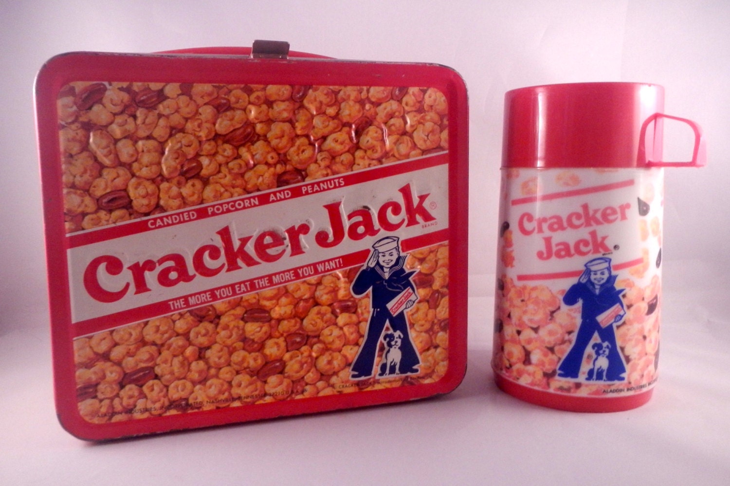 Vintage 1979 Cracker Jack Metal Lunch Box Thermos Candied