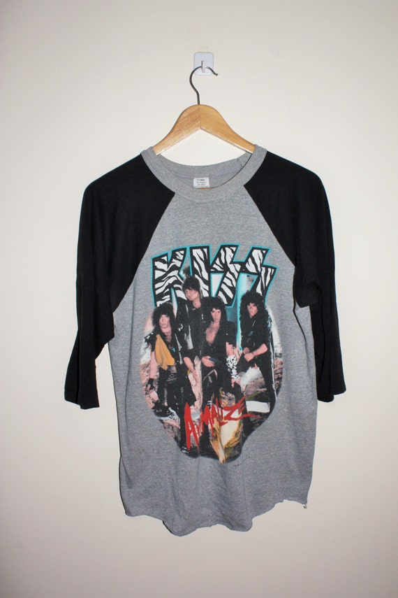 80s KISS Animalize Tour Raglan T Shirt / 1984
