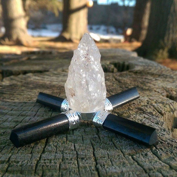 Black Tourmaline & Raw Clear Quartz Energy Generator