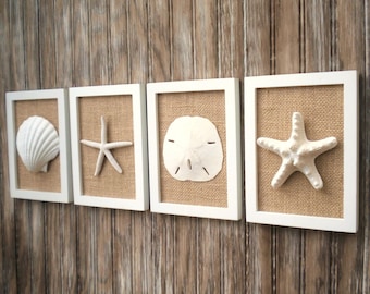 Chic Wall Art cottage chic set of beach decor wall art sea shell home Chic Wall Art cottage chic set of beach decor wall art sea shell home