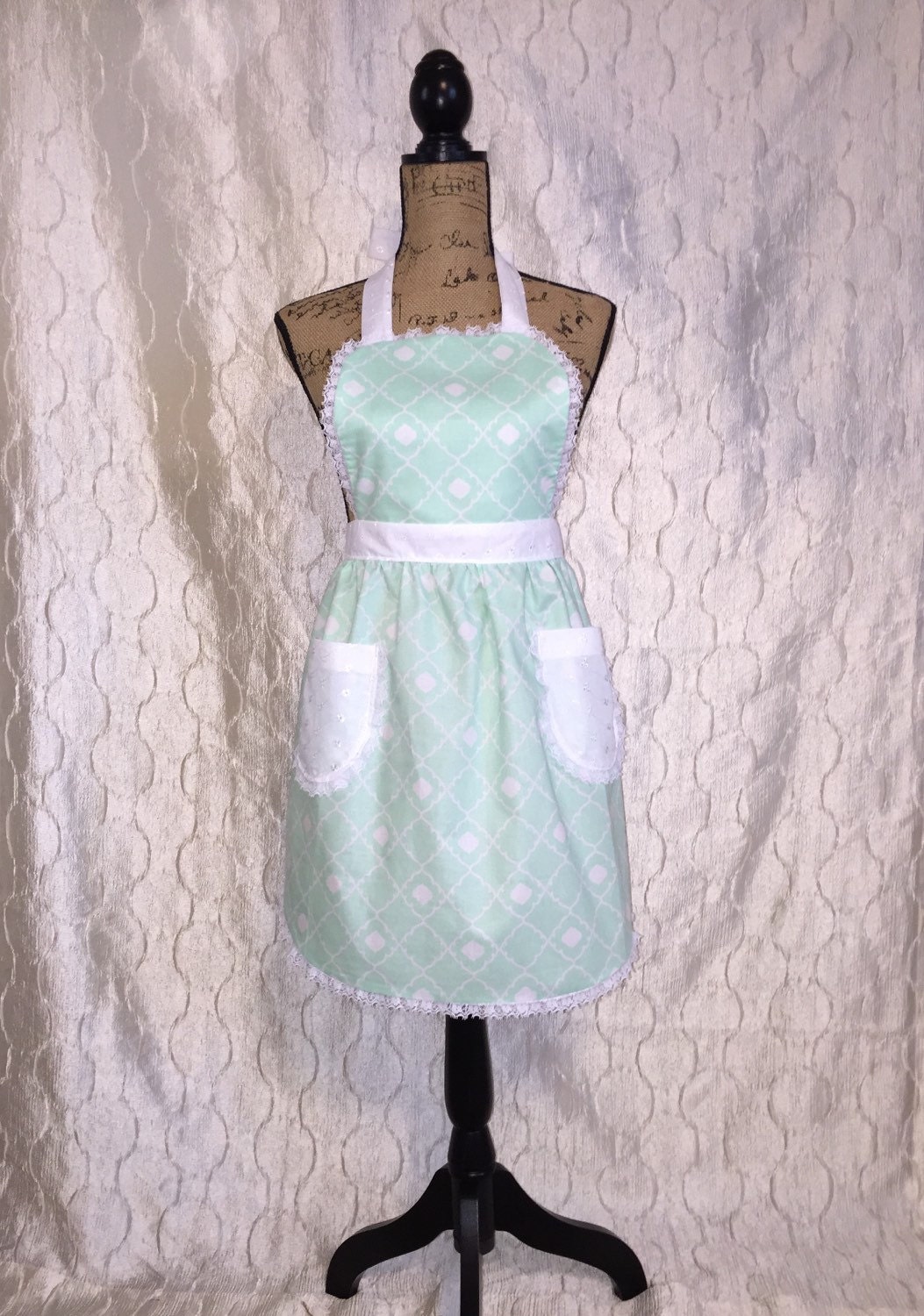 READY TO SHIP Mint Women's Ruffled Apron by theCampellDesignCo