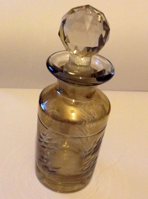 Vintage Etched Glass Perfume Bottle With Faceted by ChicCollective
