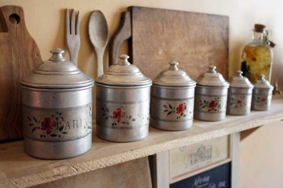 French Kitchen Canisters Complete Set Of 6 Vintage Aluminium   Il 570xN.766219238 T9io 