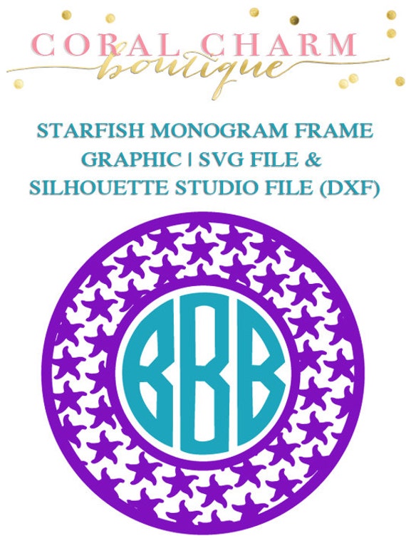 Download Items similar to Starfish Monogram Frame File for Cutting ...