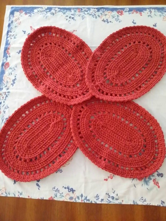 Oval crocheted placemats