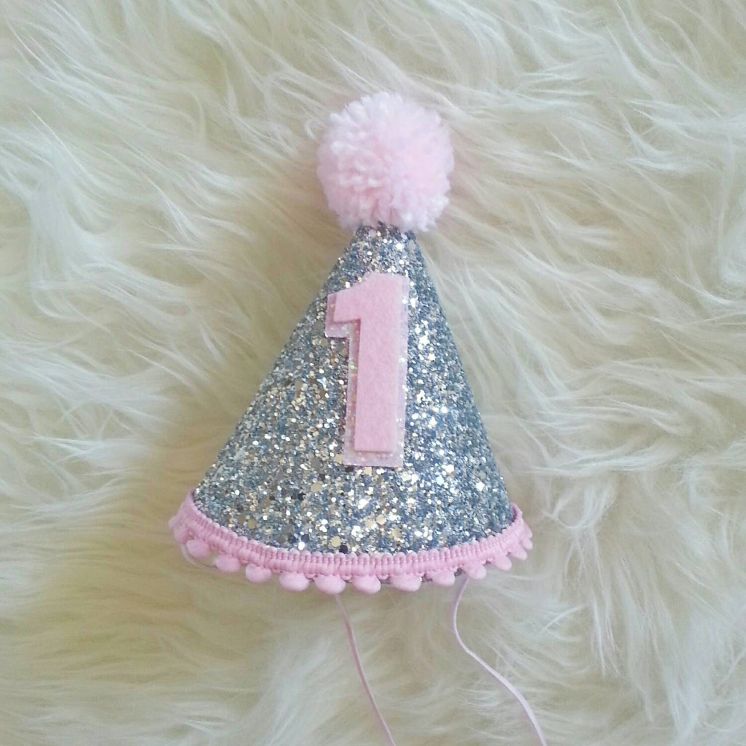 pom pom hat baby double Kutiebowtuties Ready hat and to glittery silver by Ship party pink