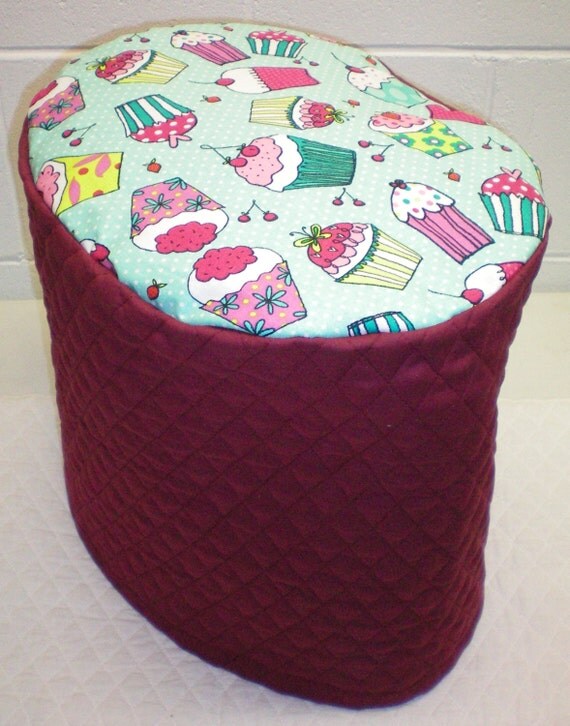 Burgundy & Teal Quilted Cupcake Cover for by PennysNeedfulThings