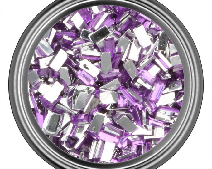 Light Purple Rectangle Rhinestone Gems Flat Back Face Art Nail Art Scrapbook Phone Decoration 3mm