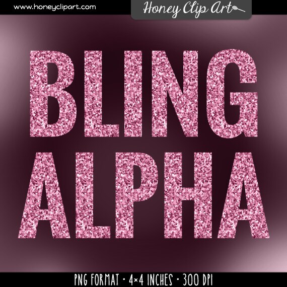 Pink glitter alphabet: pink digital letter clip art pink