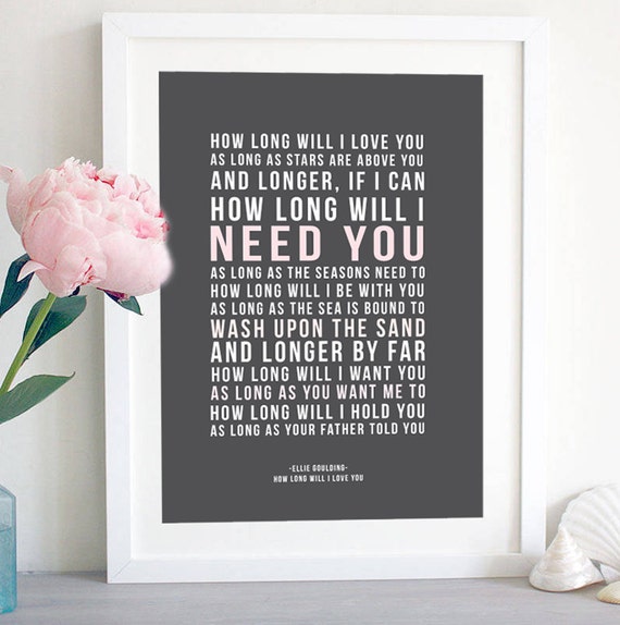 Song Lyrics Print engagement gift Personalised by