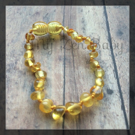Items similar to Baby Baltic Amber Bracelet/Anklet Lemon Polished