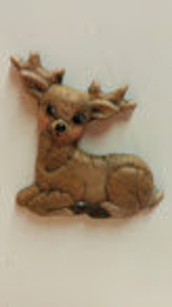 Lying Down Reindeer Magnet by ToleNThings on Etsy