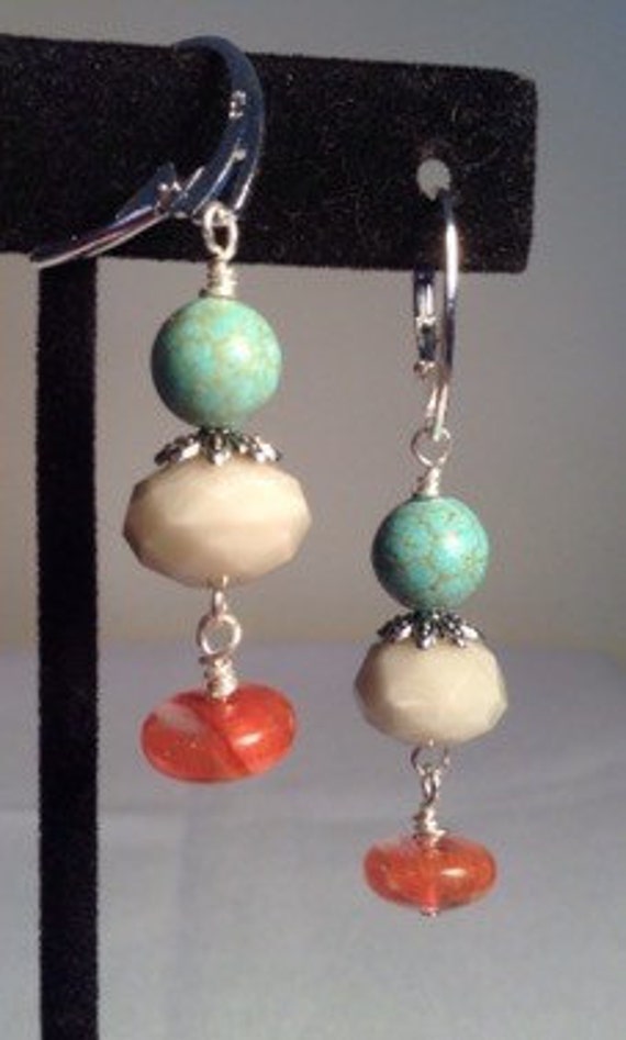 Magnesite Earrings Amber Earrings & Quartz by CreationsByRunco
