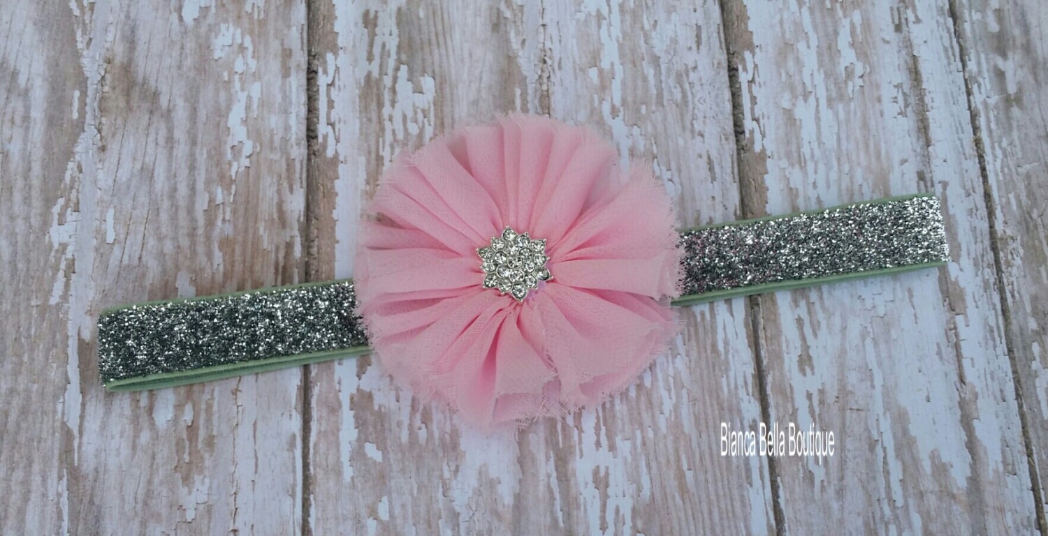 Pink Glitter Baby Headband Infant Headband by BiancaBellaBoutique