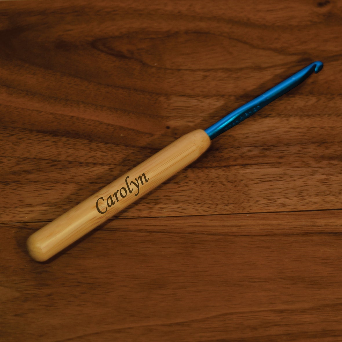 Crochet Hook Bamboo Handle Personalized with Custom Engraving