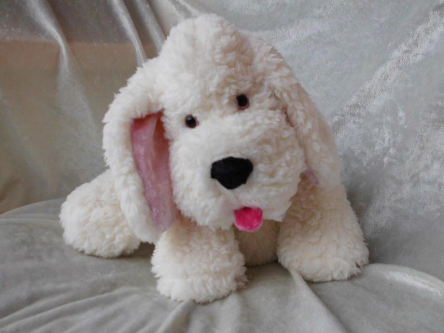 Stuffed White POODLE Dog plush puppy white soft by TALLhappyCOLORS