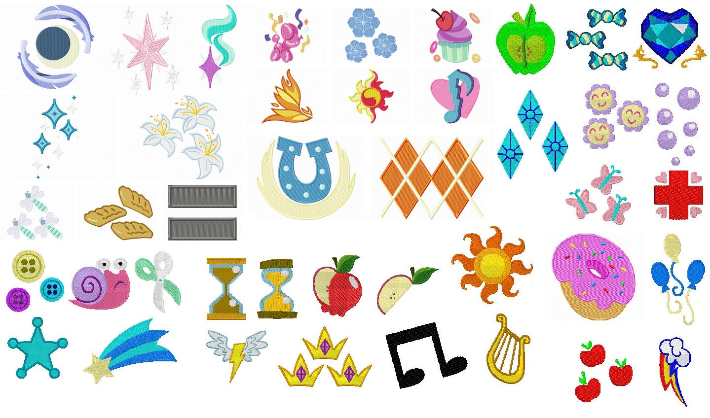 Cutie Mark Embroidery Set 90 Characters/Designs in 250