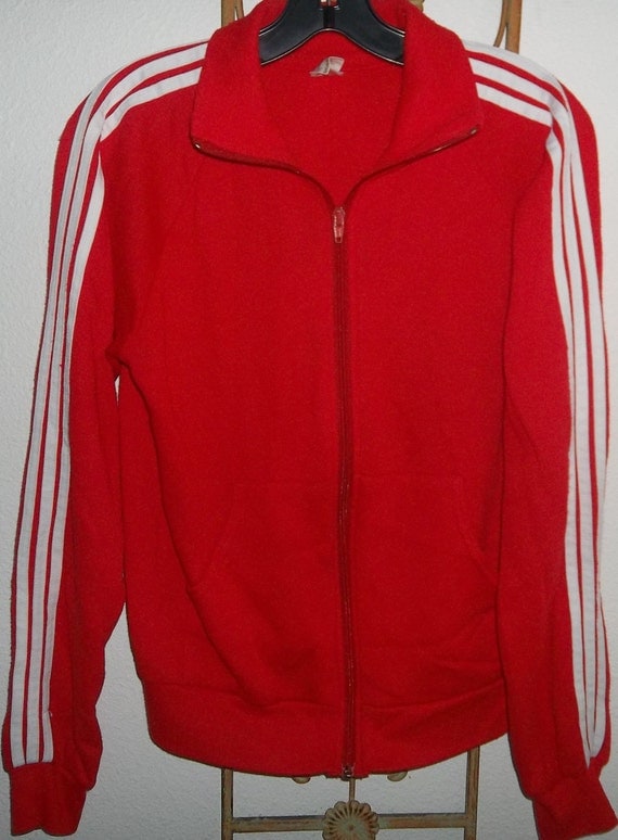 Vintage Red White Striped Zip Up Track Jacket by Warm Up